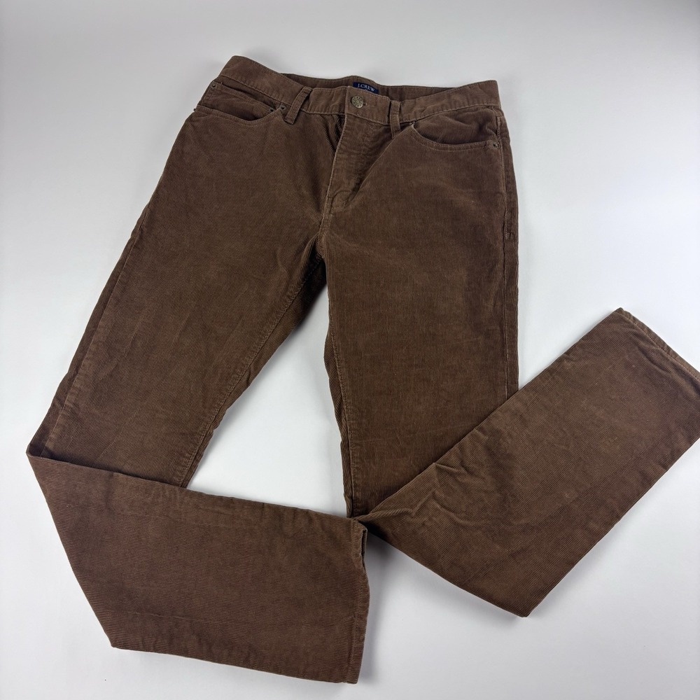 J Crew Pants Mens 30x32 Brown Slim Fit Corduroy 5 Pocket Chinos‎ Preppy Zip Flex
